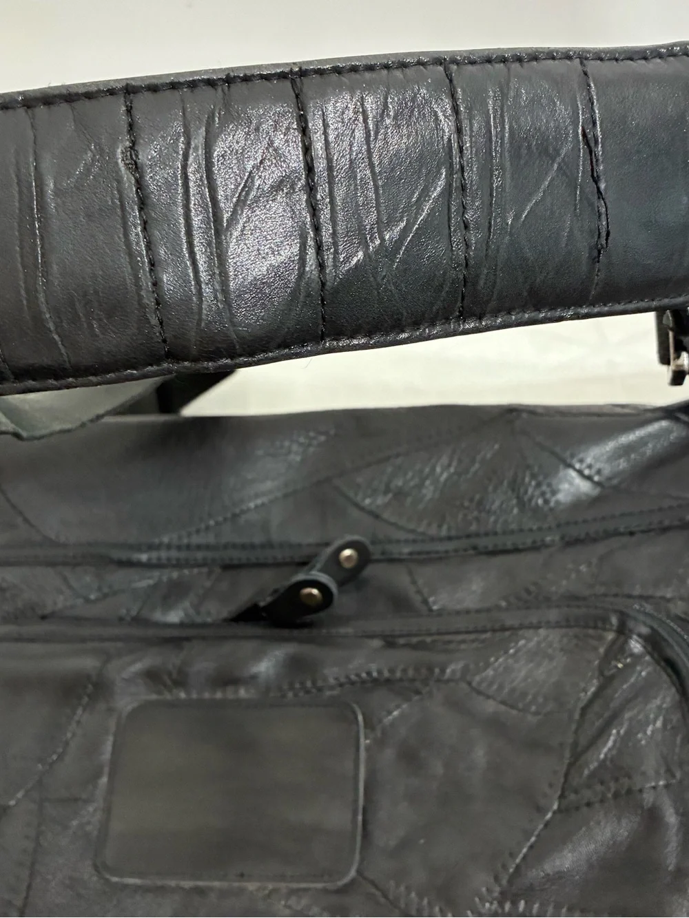 Vintage Black Patchwork Genuine Leather Travel Garment Bag - Bostitch SWAT Promo
